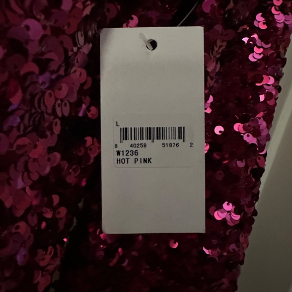 Rachel Parcell - Sequin Long Sleeve Dress - Size L - Color Hot Pink - NWT - Picture 4 of 5